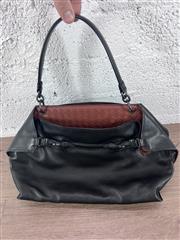BOTTEGA VENETA HANDBAG BLACK & BROWN, DUST BAG ENTRUPY CERT W. MIRROR